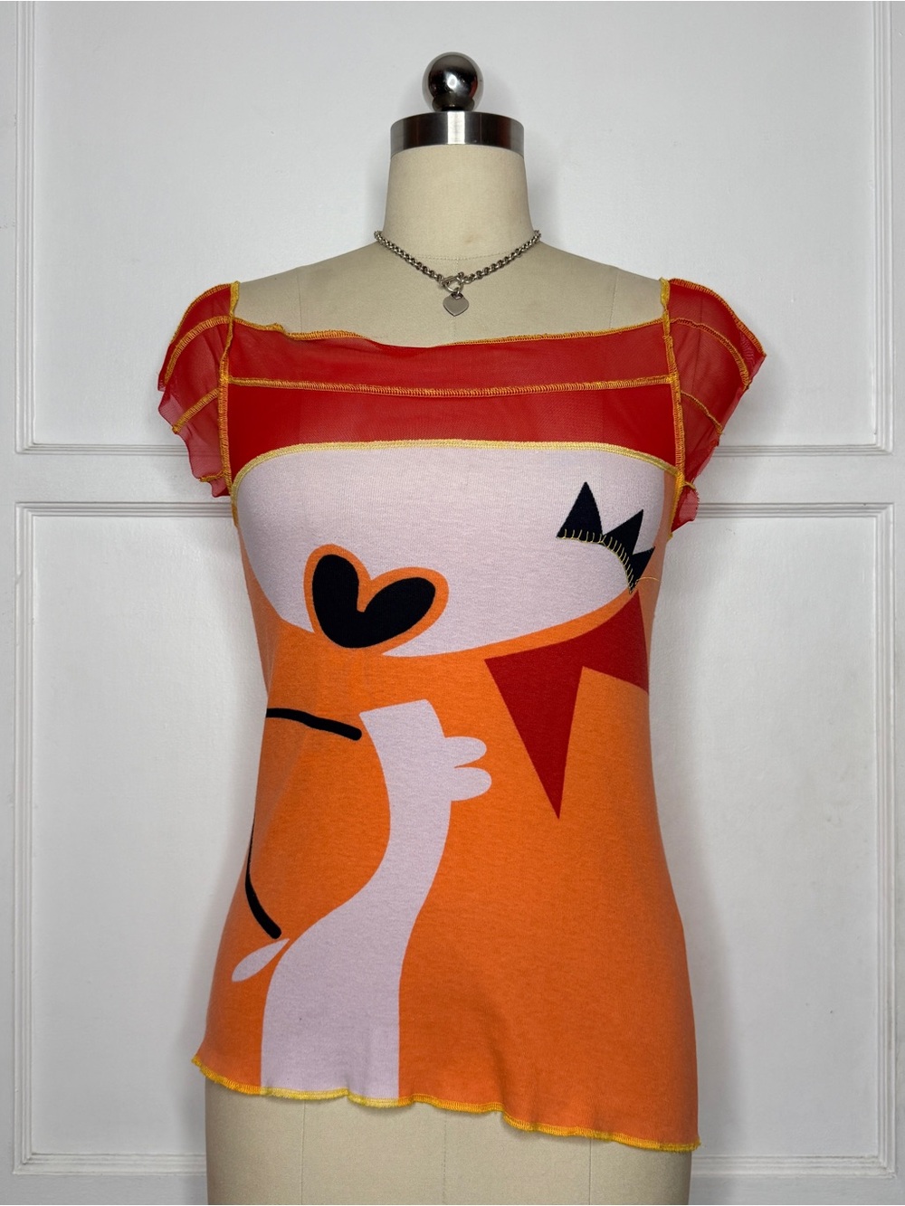 Paramita orange and red graphic top